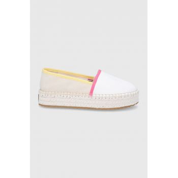 Tommy Jeans espadrile culoarea alb, cu platforma la reducere