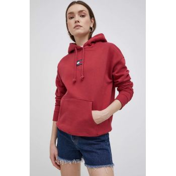 Tommy Jeans hanorac de bumbac femei, culoarea violet, neted