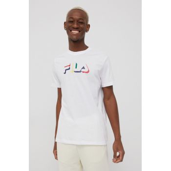 Fila tricou din bumbac culoarea alb, cu imprimeu