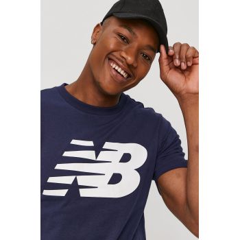 New Balance Tricou MT03919PGM bărbați, culoarea albastru marin, cu imprimeu