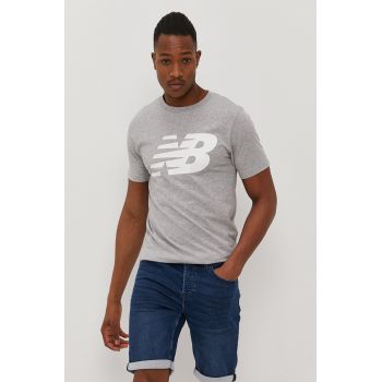 New Balance Tricou MT03919AG bărbați, culoarea gri, melanj