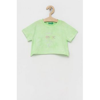 United Colors of Benetton tricou de bumbac pentru copii culoarea verde
