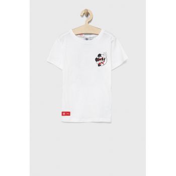 adidas Originals tricou de bumbac pentru copii Disney HF7576 culoarea alb, cu imprimeu