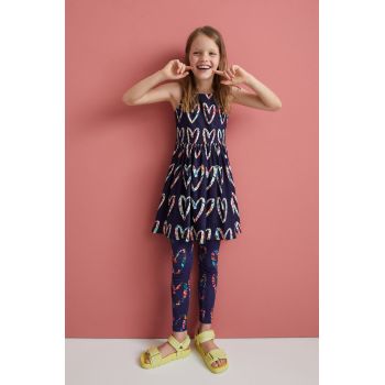 Desigual rochie din bumbac pentru copii culoarea albastru marin, mini, evazati de firma originala