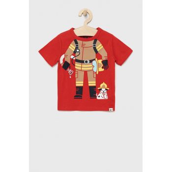 GAP tricou de bumbac pentru copii culoarea rosu, cu imprimeu