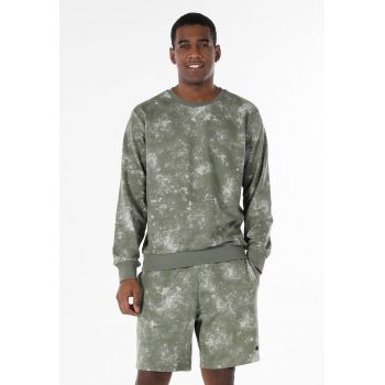 Bluza sport cu model tie-dye - Alb prafuit - Verde militar -