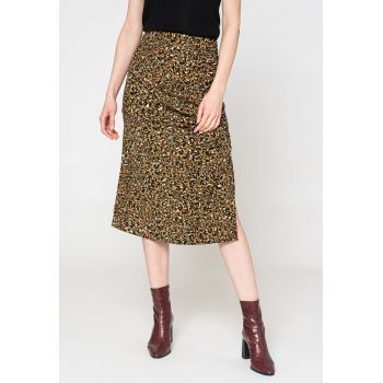 Fusta midi cu slit lateral