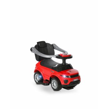 Masinuta copii de impins Lorelli Red cu maner parental, spatar inalt, spatiu pentru depozitarea jucariilor, functii muzicale, lumini, inaltime de la sol la sezut 25 cm