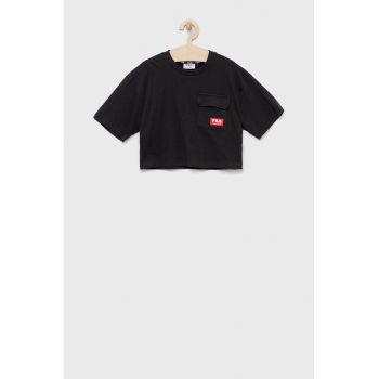 Fila tricou de bumbac pentru copii culoarea negru ieftin