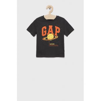 GAP tricou de bumbac pentru copii culoarea negru, cu imprimeu de firma original