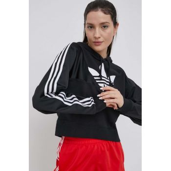 adidas Originals bluză Adicolor HC7050 femei, culoarea negru, cu imprimeu HC7050-BLACK ieftin