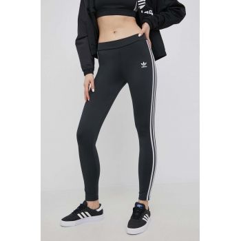 adidas Originals colanți Adicolor HF7536 femei, culoarea negru, cu imprimeu HF7536-BLACK