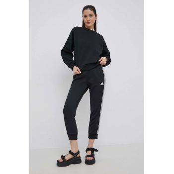 adidas pantaloni HD4309 femei, culoarea negru, cu imprimeu de firma original