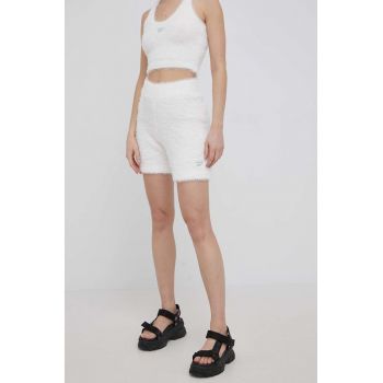 Reebok Classic pantaloni scurti H58687 femei, culoarea alb, neted, high waist