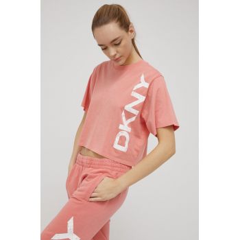 Dkny tricou din bumbac culoarea roz ieftin