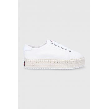 Tommy Jeans espadrile culoarea alb, cu platforma