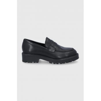Vagabond mocasini de piele Kenova femei, culoarea negru, cu platforma