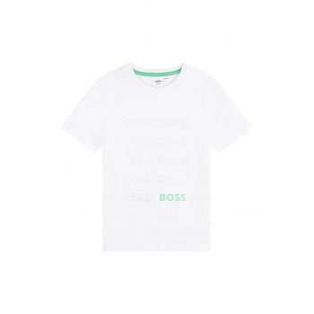 Boss tricou de bumbac pentru copii culoarea alb, cu imprimeu