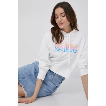 New Balance bluza WT21509WT femei, culoarea alb, cu imprimeu
