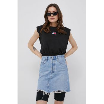 Tommy Jeans tricou din bumbac culoarea negru