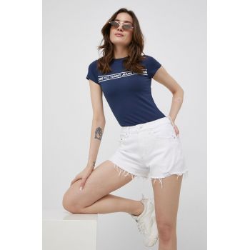 Tommy Jeans body femei, culoarea albastru marin