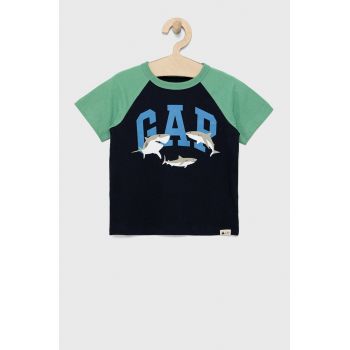 GAP tricou de bumbac pentru copii culoarea albastru marin, cu imprimeu