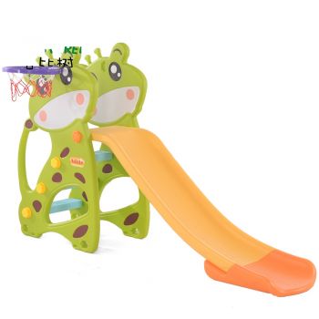 Tobogan 2in1 cu inaltime reglabila si cos de baschet Nichiduta Garden Giraffe Verde