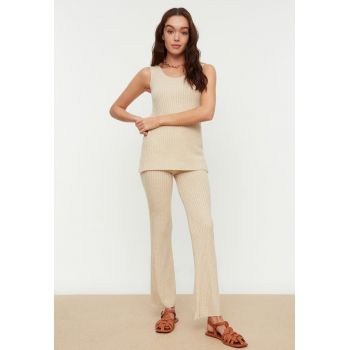 Set de pantaloni ampli si top cu aspect striat