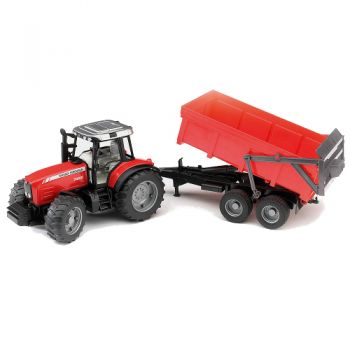 Tractor de Jucarie Bruder Massey Ferguson 7480 cu Remorca Basculabila