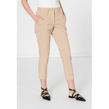 Pantaloni crop din amestec de in Stizza