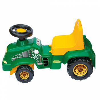 Tractor pentru copii fara pedale Dede Verde cu portbagaj sub scaun, recomandat copiilor de la 12 luni, dimensiuni 63 x 29 x 36 cm
