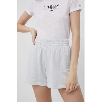 Champion pantaloni scurti 115065 femei, culoarea gri, cu imprimeu, high waist