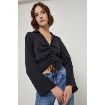 Medicine bluza femei, culoarea negru, neted