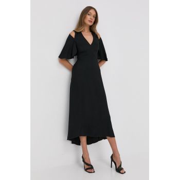 Victoria Beckham rochie culoarea negru, midi, evazati de firma originala