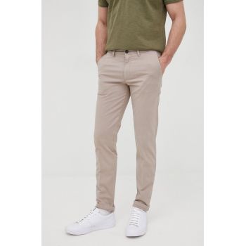 Drykorn pantaloni barbati, culoarea bej, cu fason chinos