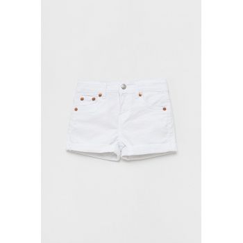 Levi's pantaloni scurti din denim pentru copii culoarea alb, neted ieftini