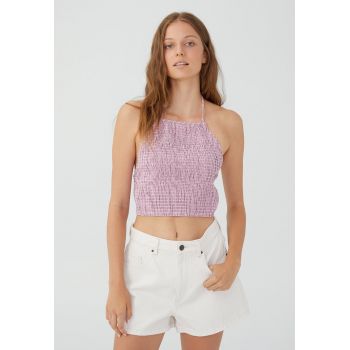 Top crop cu aspect plisat