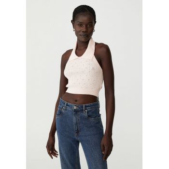 Top cu bretele halter crop