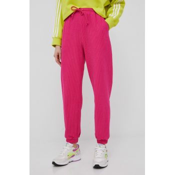 adidas Originals pantaloni Trefoil Moments femei, culoarea roz, neted