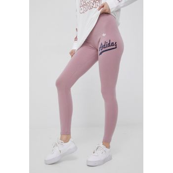 adidas Originals colanti HD9775 femei, culoarea roz, cu imprimeu