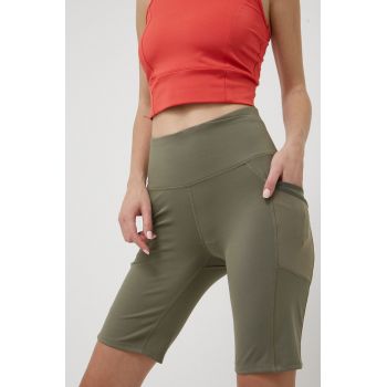 Columbia pantaloni scurti sport Windgates femei, culoarea verde, neted, high waist