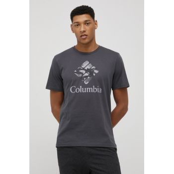 Columbia tricou din bumbac culoarea gri, cu imprimeu