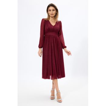 Rochie de ocazie din voal cu glitter Wilma Bordo