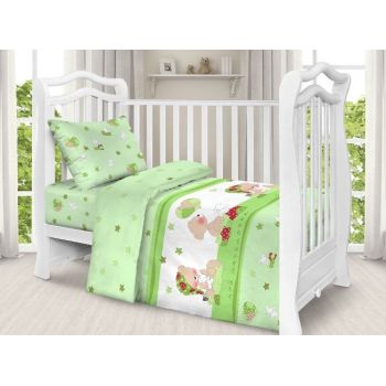 Cearceaf din bumbac cu elastic Nichiduta 120x60 cm My little angel Verde la reducere