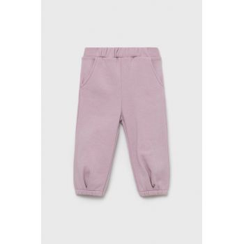 United Colors of Benetton pantaloni de bumbac pentru copii culoarea violet, neted