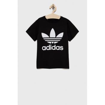 adidas Originals tricou de bumbac pentru copii H25245 culoarea negru, cu imprimeu de firma original