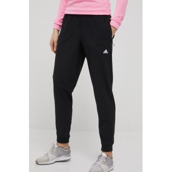 adidas Performance pantaloni de antrenament Versatile femei, culoarea negru, drept, high waist