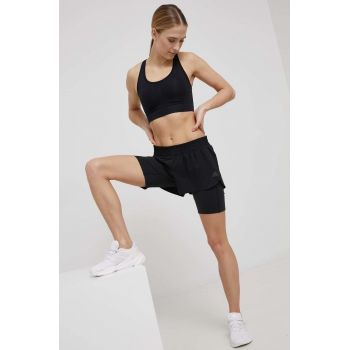 adidas Performance pantaloni scurți de alergare H57754 femei, culoarea negru, neted, medium waist