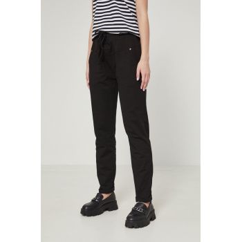 Medicine pantaloni femei, culoarea negru, neted