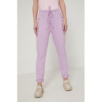 Medicine pantaloni femei, culoarea violet, neted